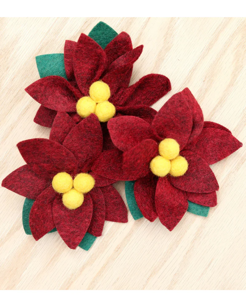 Poinsettia Holiday Dog Collar Flower (Made in the USA) - Image 2