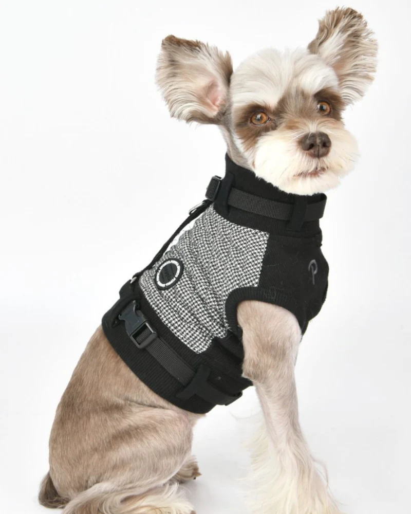 Gaspar Dog Harness Vest in Black Houndstooth - Image 4