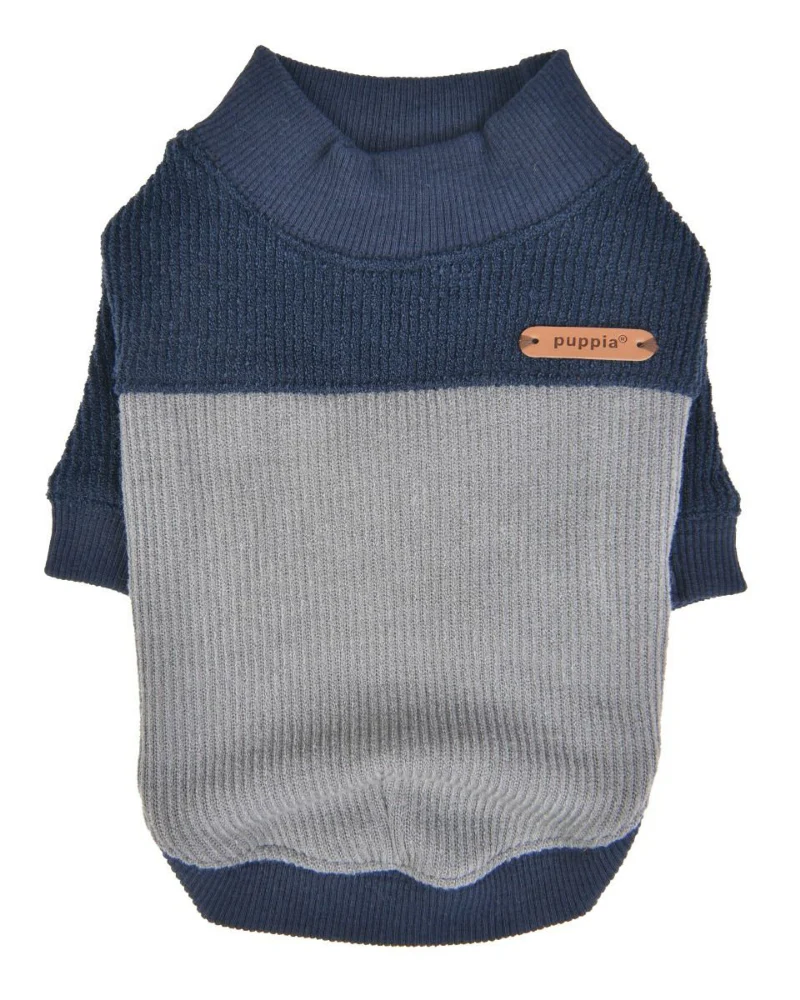 Ribbed Mock Neck Pullover Dog Shirt in Navy<br>((CLEARANCE)) - Image 2