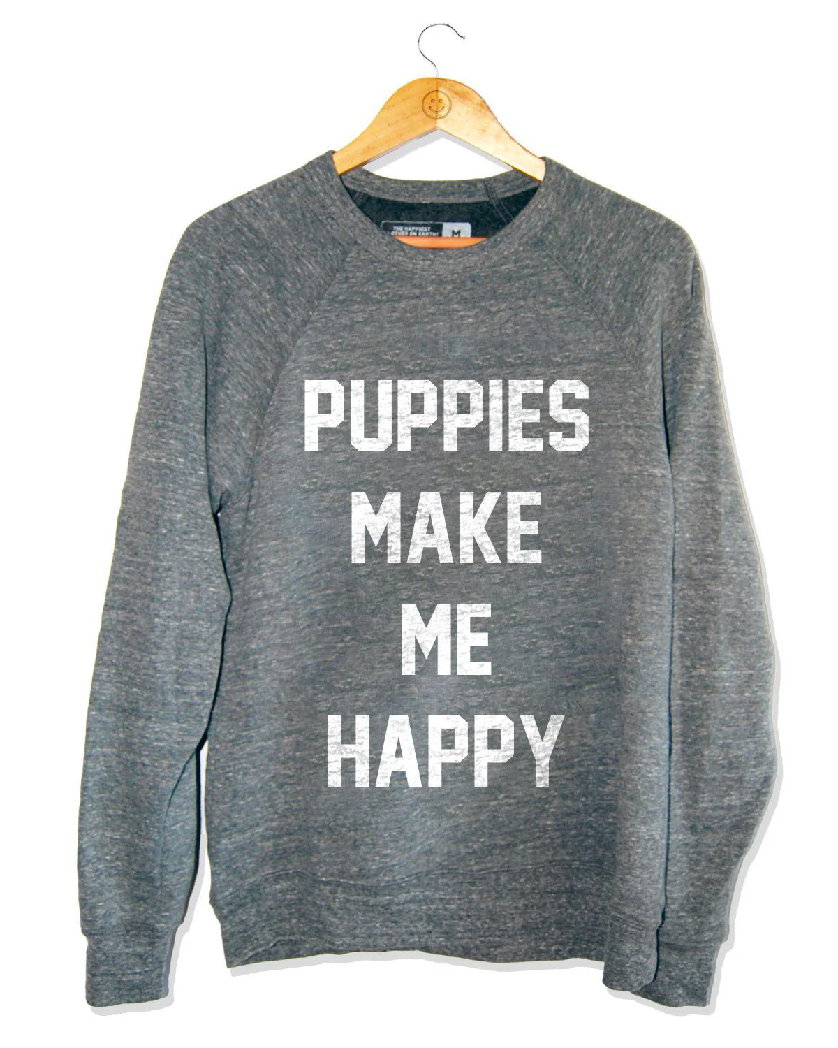 Puppies Make Me Happy Unisex Sweatshirt in Tri-Blend Grey (FINAL SALE)