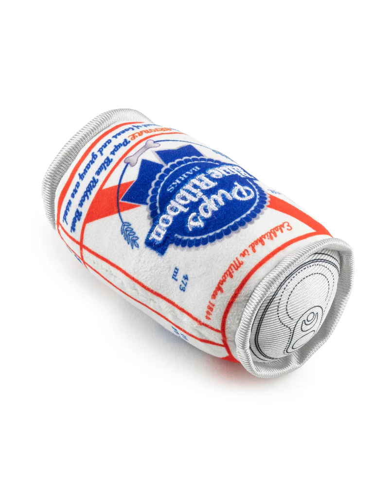 Pups Blue Ribbon Beer Can Squeaky Plush Dog Toy - Image 4