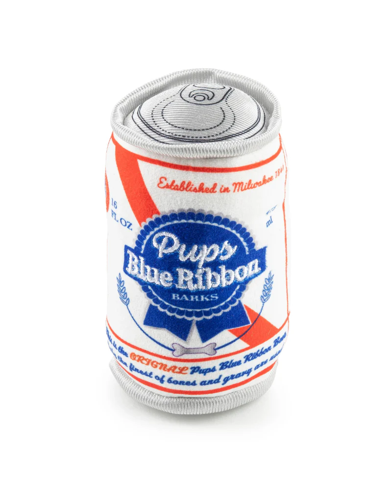 Pups Blue Ribbon Beer Can Squeaky Plush Dog Toy - Image 5