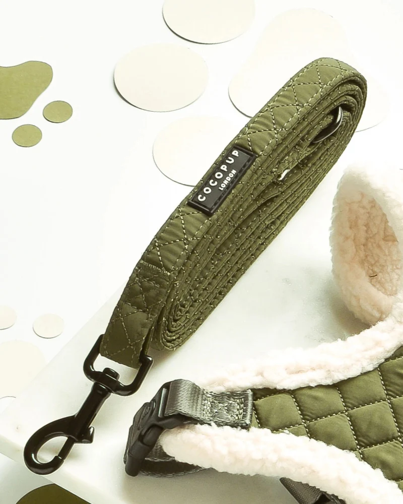 Quilted Dog Leash in Khaki (5ft)