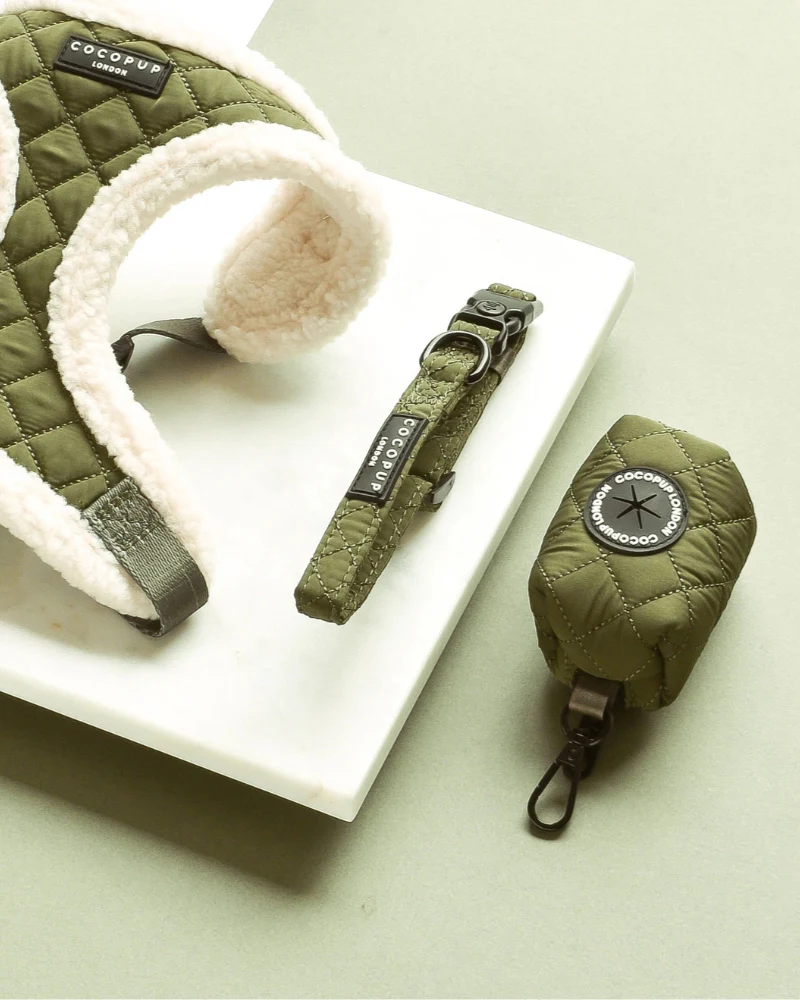 Quilted Poop Bag Holder in Khaki - Image 2