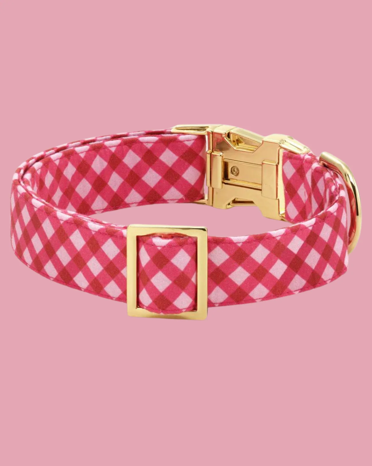 Raspberry Gingham Spring Dog Collar (Made in the USA) - Image 2