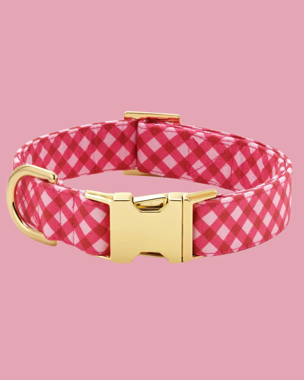Raspberry Gingham Spring Dog Collar (Made in the USA) - Image 3