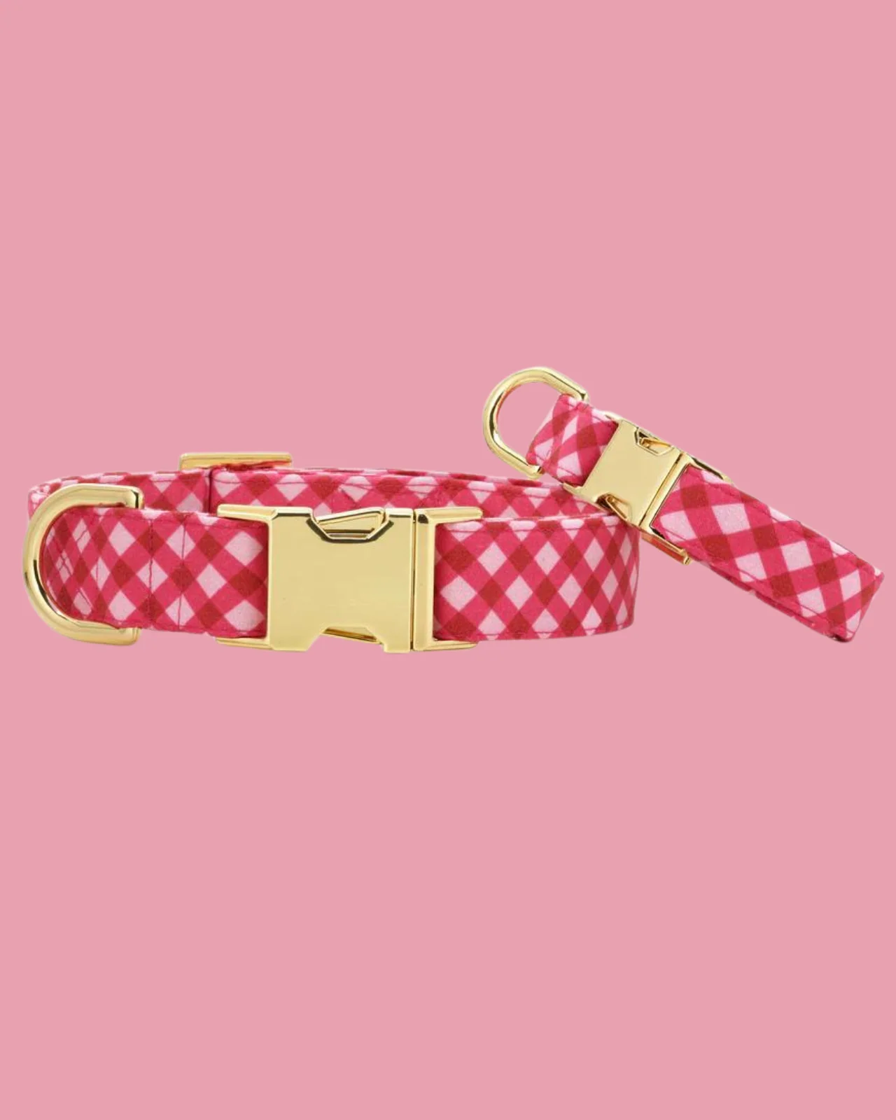 Raspberry Gingham Spring Dog Collar (Made in the USA) - Image 4