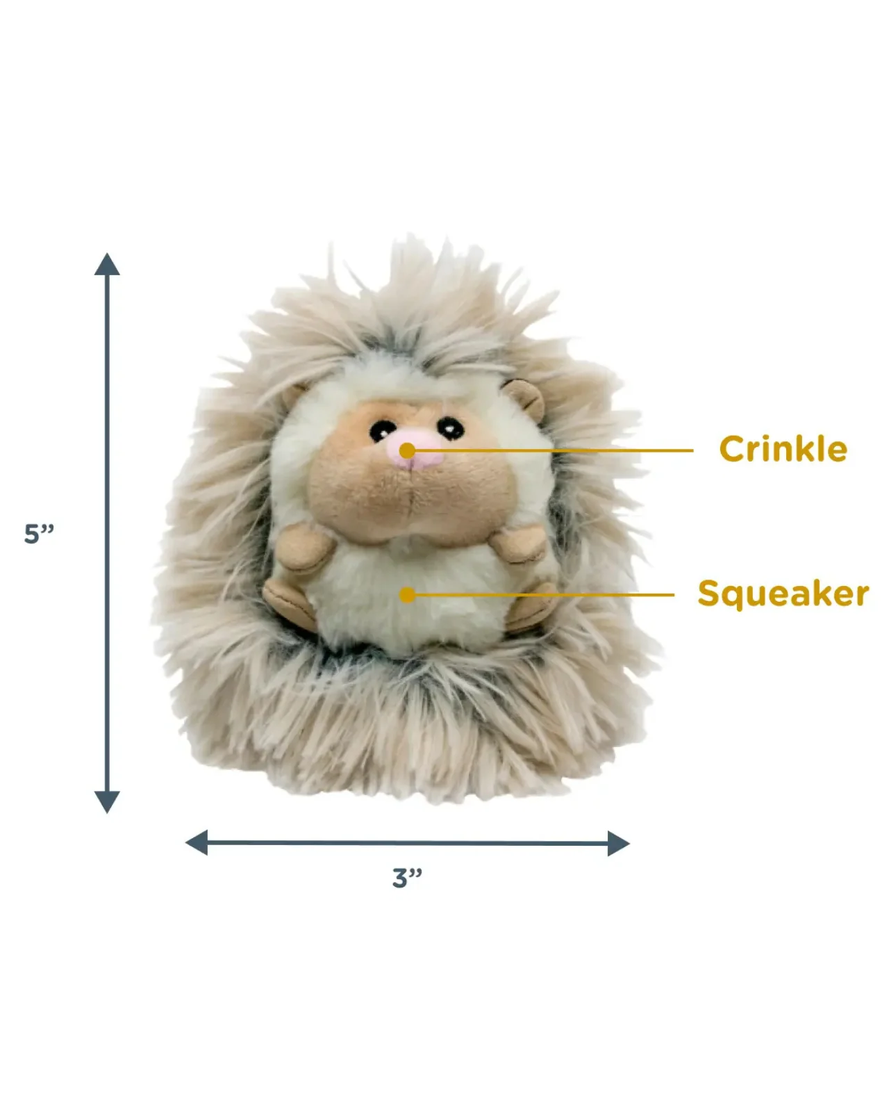 Real Feel Fluffy Hedgehog Squeaky Plush Dog Toy - Image 5
