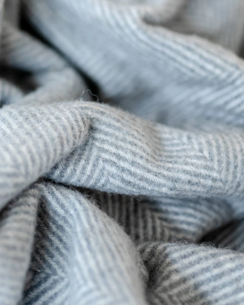 Recycled Wool Pet Blanket in Charcoal Herringbone - Image 2