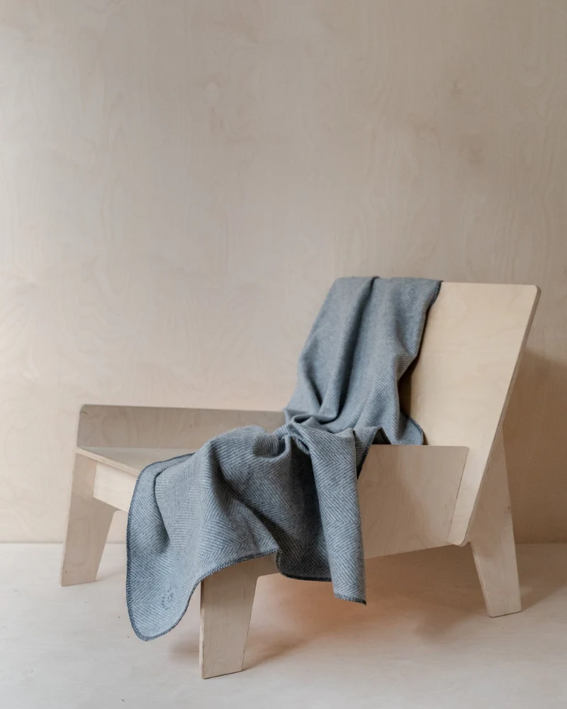 Recycled Wool Pet Blanket in Charcoal Herringbone - Image 3