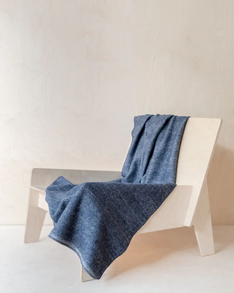 Recycled Wool Pet Blanket in Navy Herringbone (FINAL SALE) - Image 3