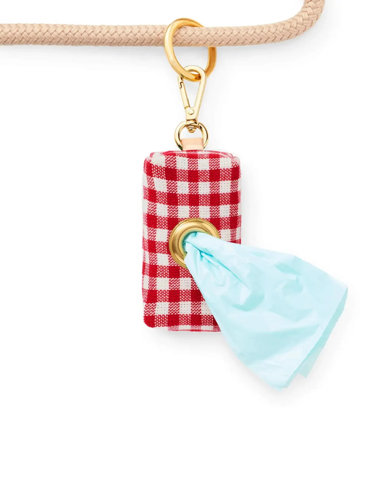 Red Gingham Dog Poop Bag Dispenser - Image 2