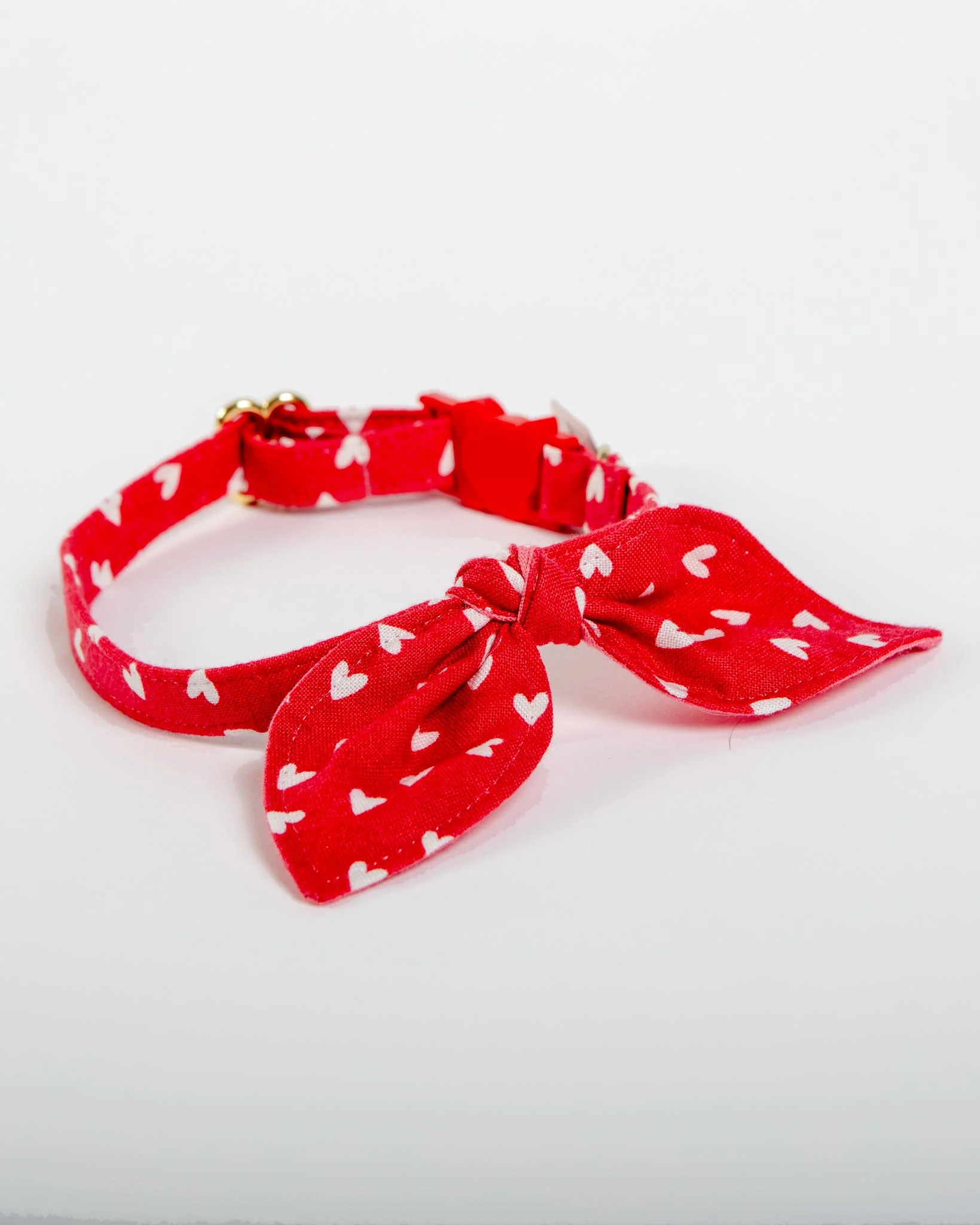 Red Hearts Cat Collar with Bunny Ears (Made in the USA)
