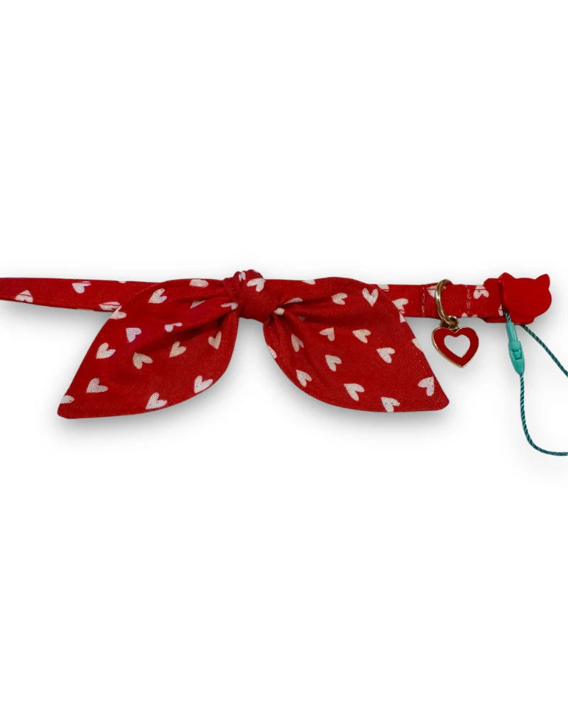 Red Hearts Cat Collar with Bunny Ears (Made in the USA) - Image 5