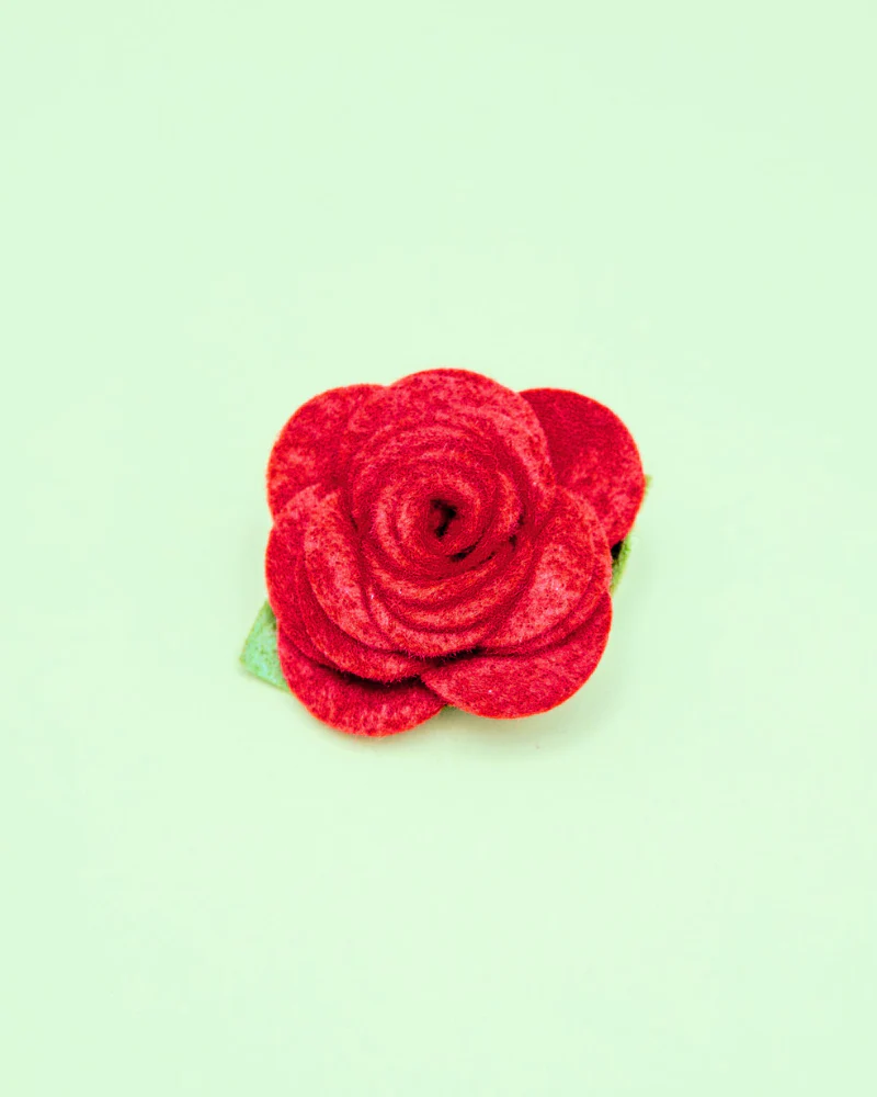 Red Rose Dog Collar Flower (Made in the USA)