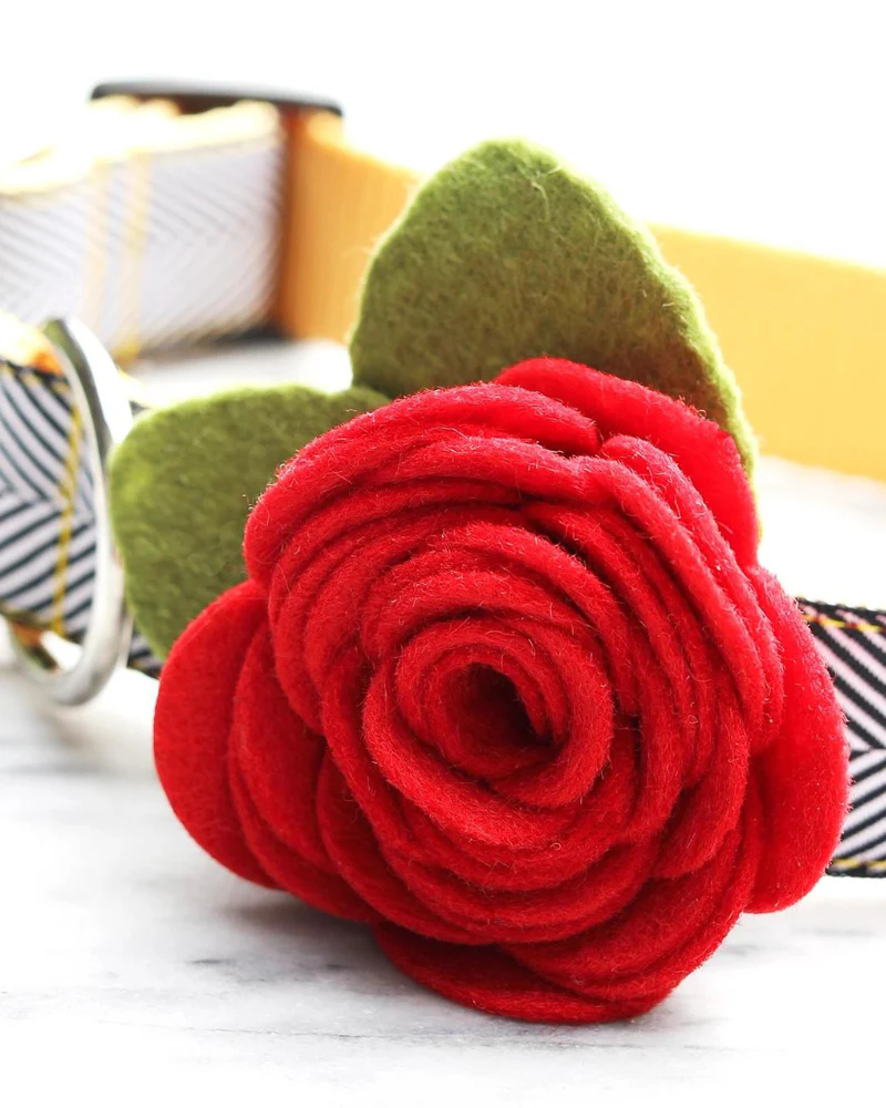 Red Rose Dog Collar Flower (Made in the USA) - Image 3