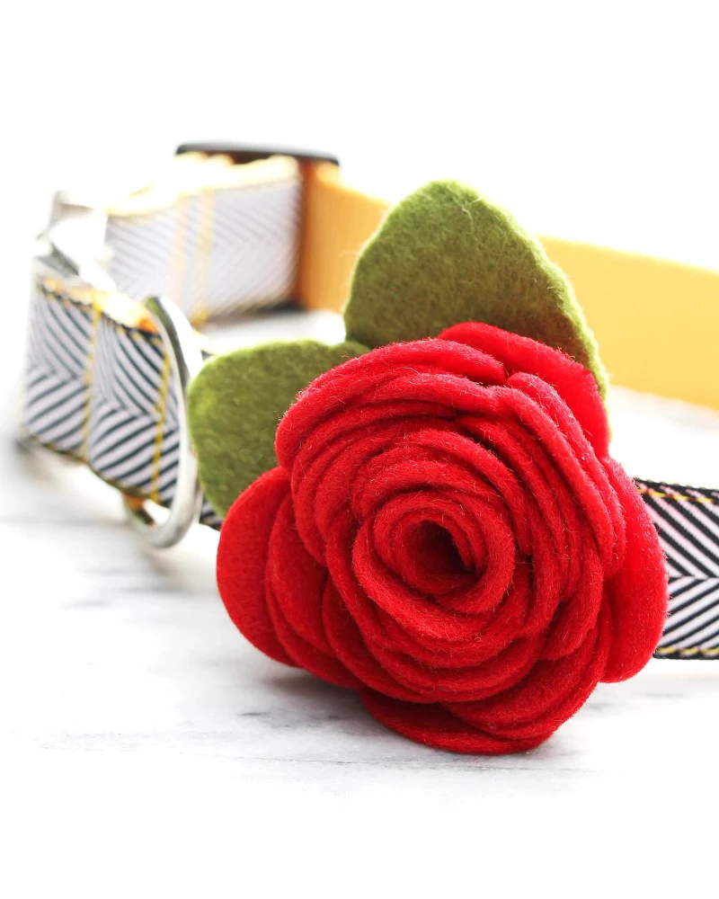 Red Rose Dog Collar Flower (Made in the USA) - Image 4