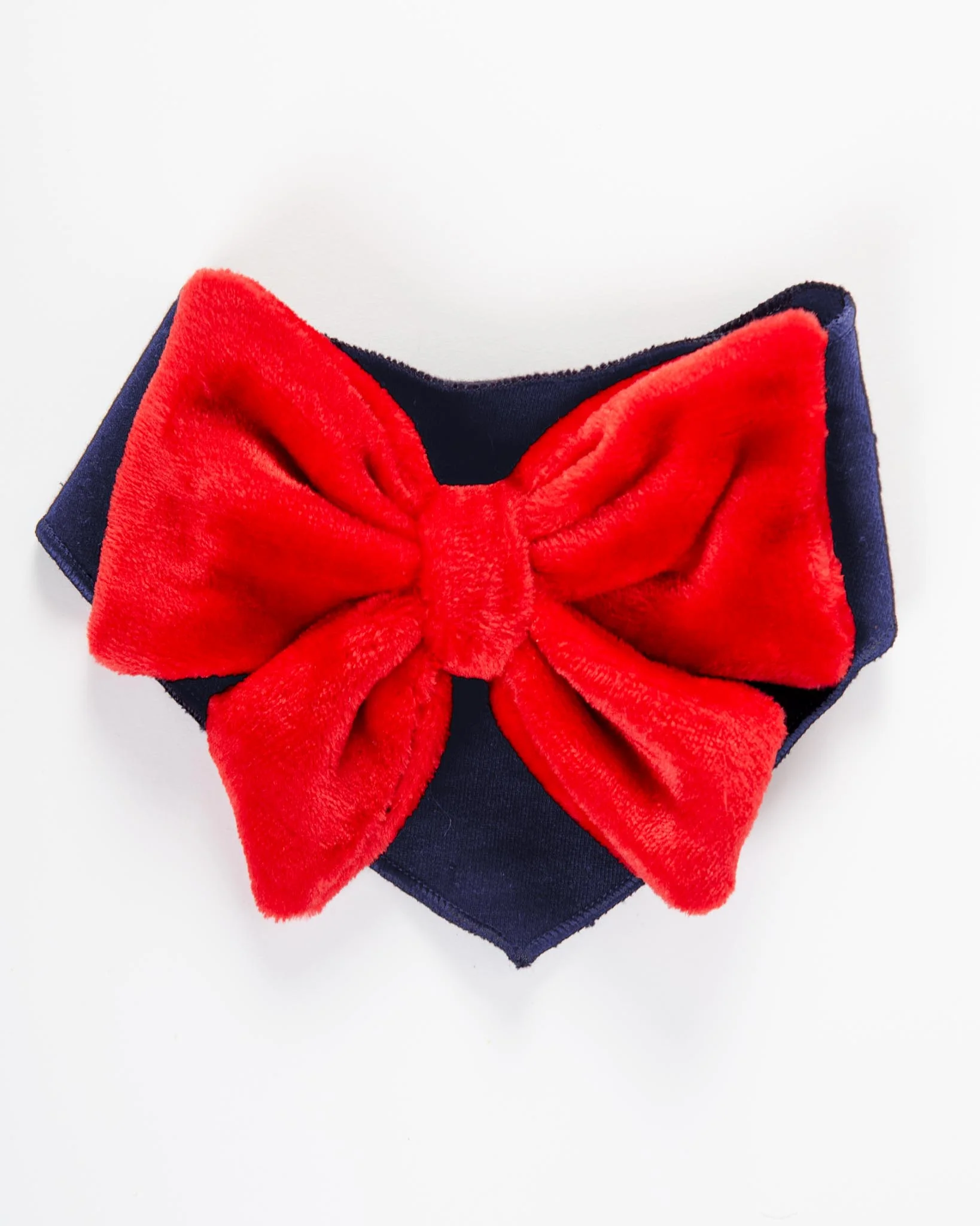 Red Velour Bow Dog Bandana - Image 2