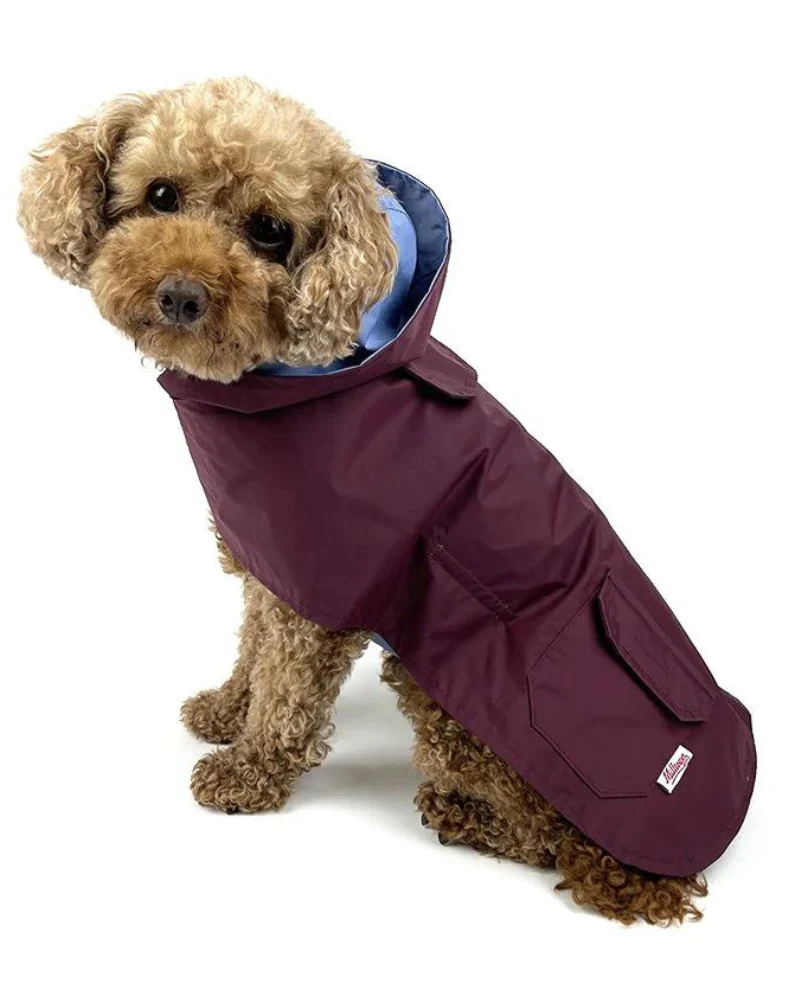 Reversible Rain Coat in Blue & Cabernet (FINAL SALE) - Image 2