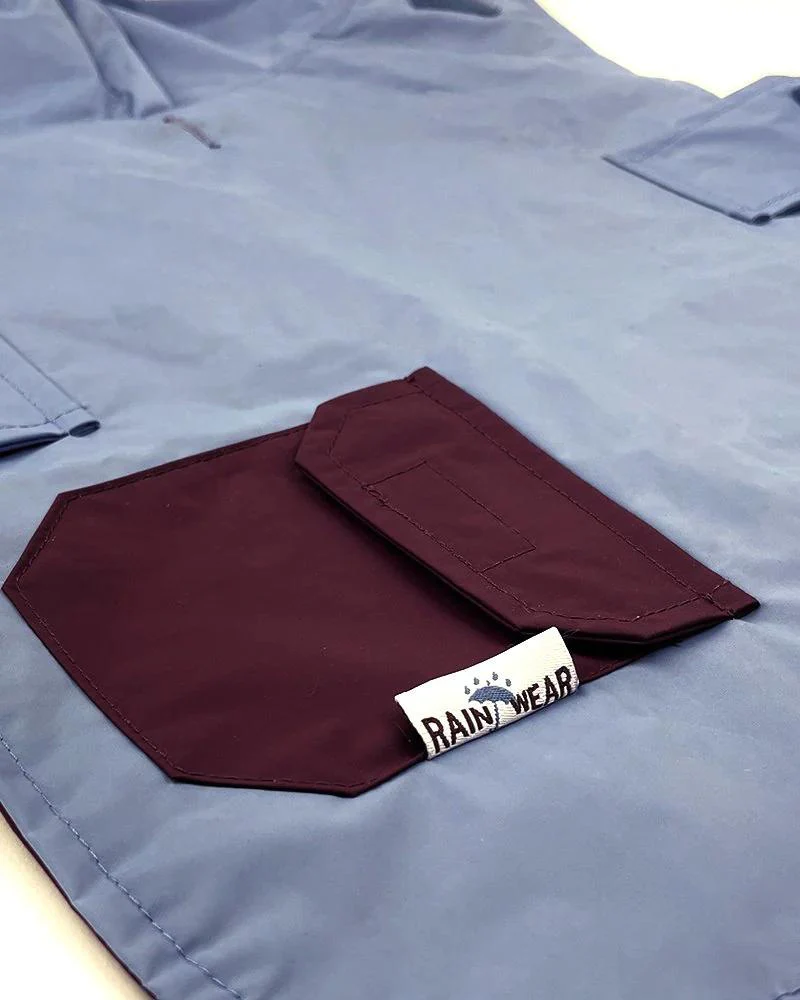 Reversible Rain Coat in Blue & Cabernet (FINAL SALE) - Image 4