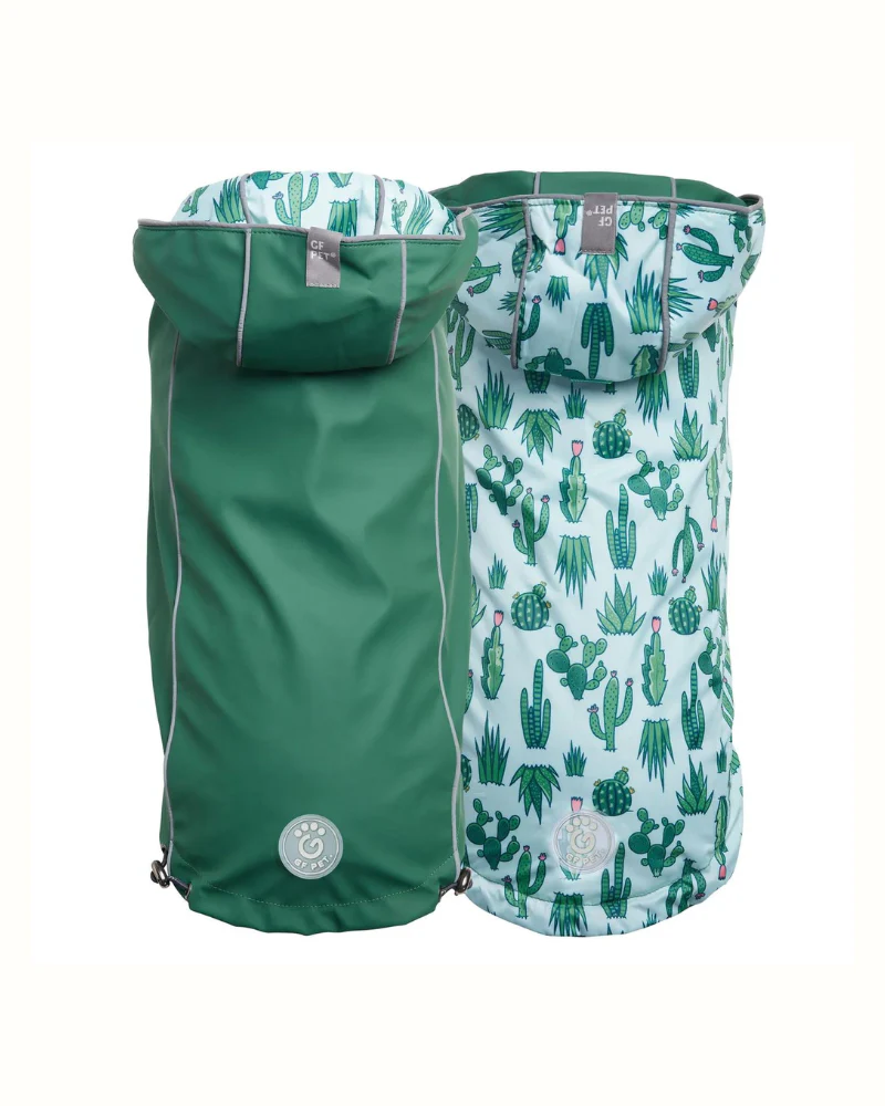 Reversible Waterproof Dog Raincoat in Green - Image 3