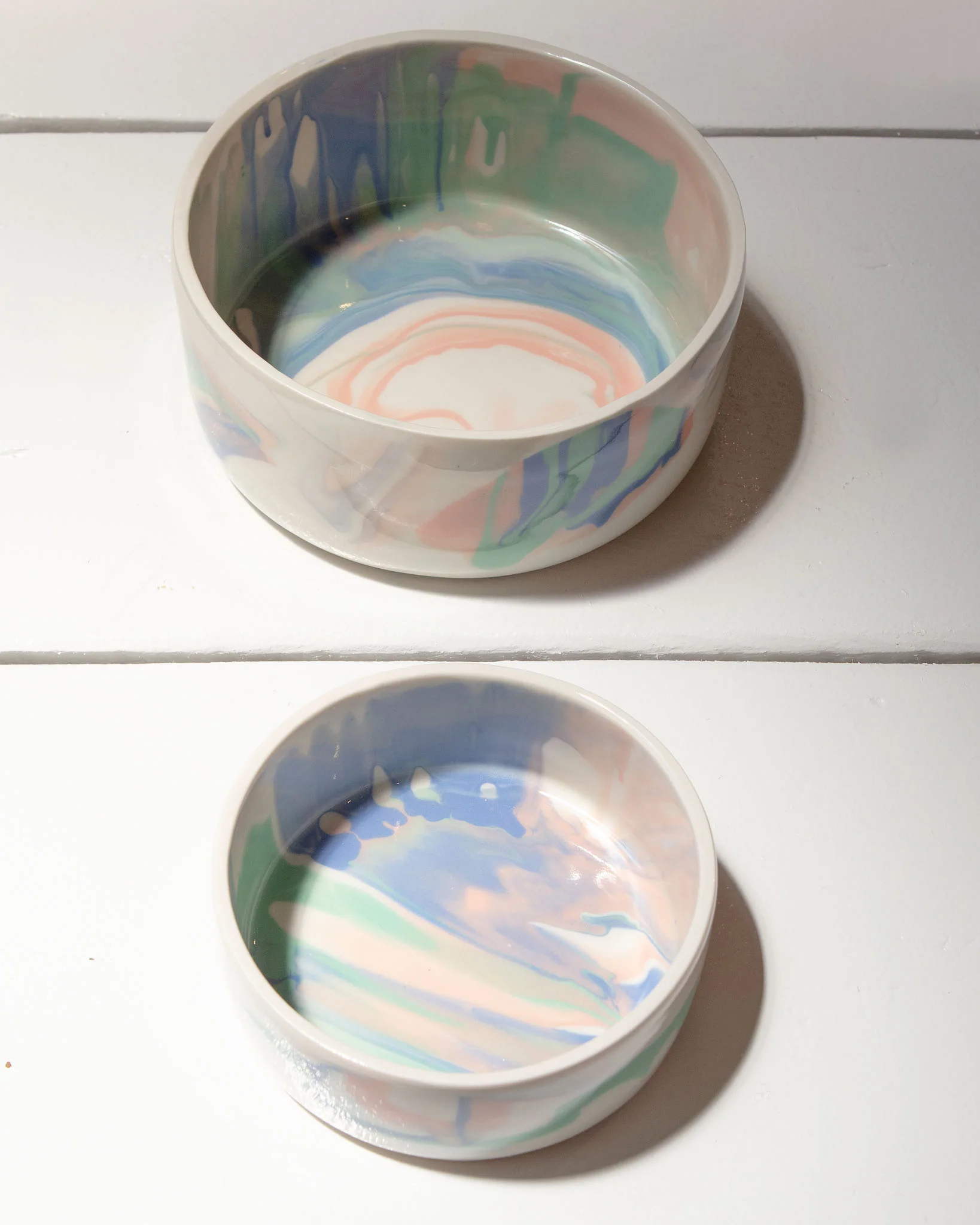 Handmade Ceramic Rainbow Dog Bowl (Made in the USA) - Image 3