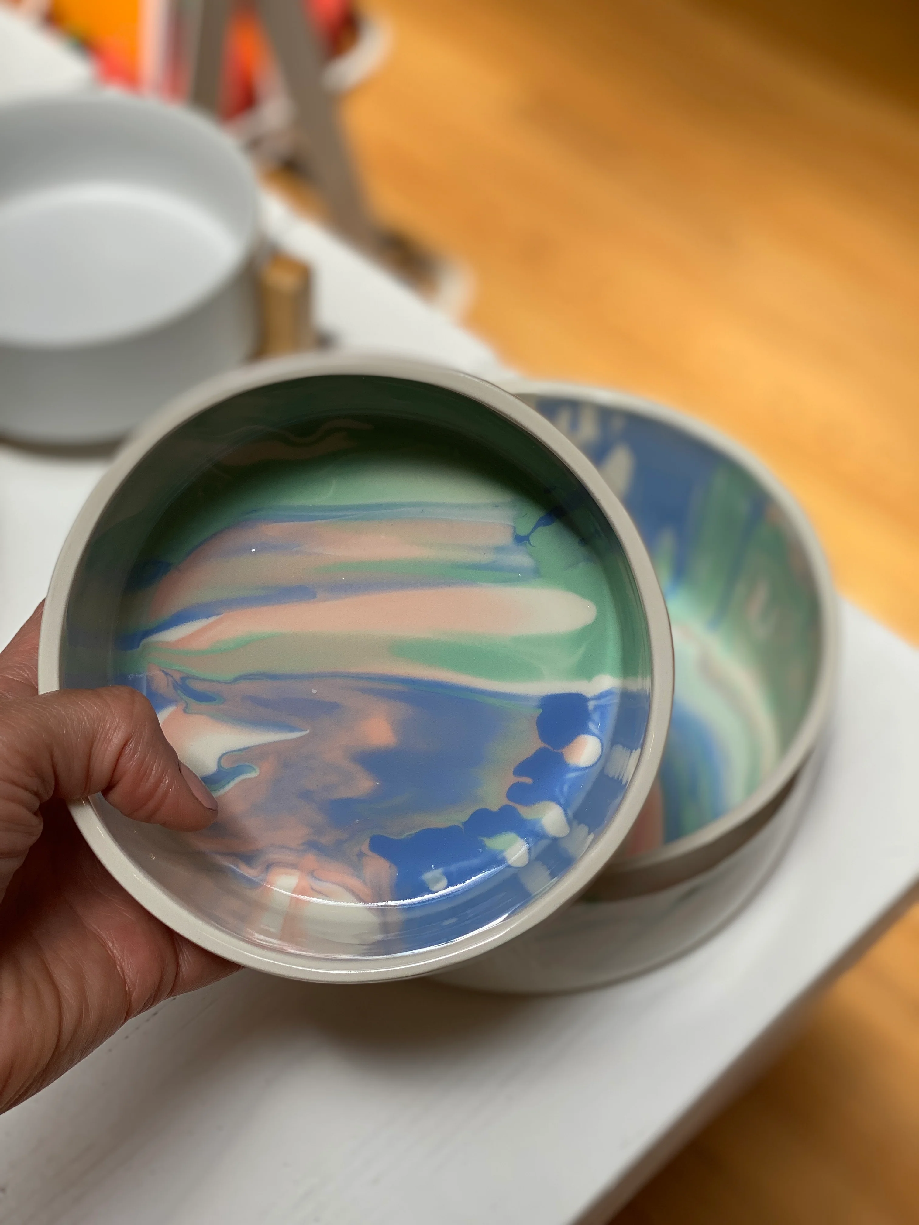 Handmade Ceramic Rainbow Dog Bowl (Made in the USA) - Image 4