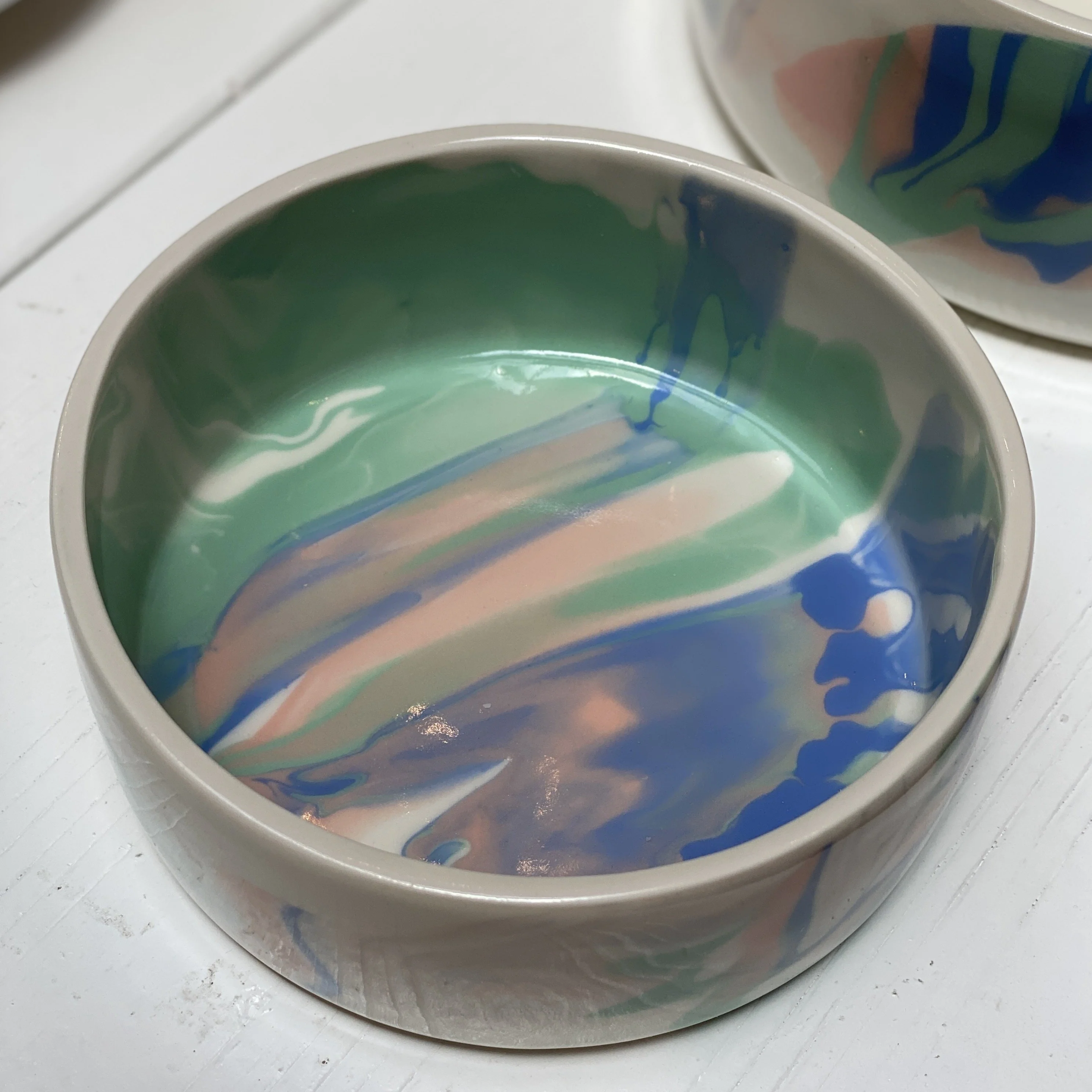 Handmade Ceramic Rainbow Dog Bowl (Made in the USA) - Image 6