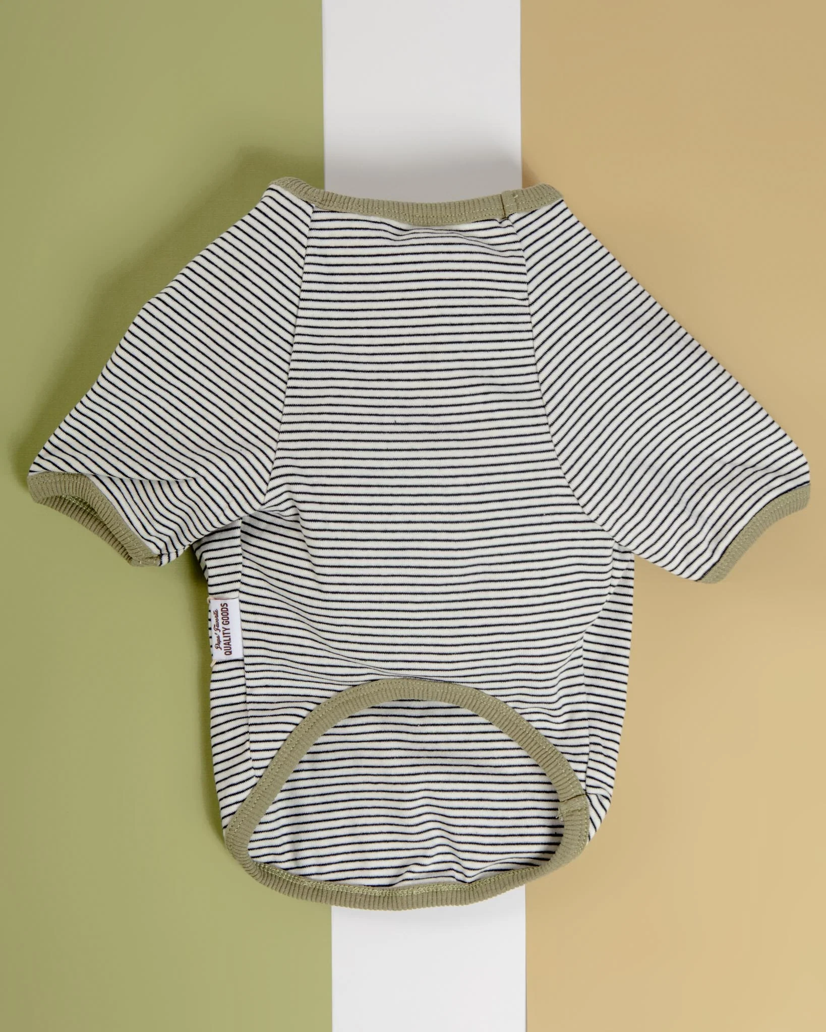 Rib Dog T-Shirt in White & Sage Stripe (CLEARANCE) - Image 3