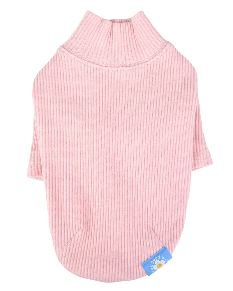 Ribbed Dog Turtleneck Tee In Pink<br>((FINAL SALE)) - Image 2