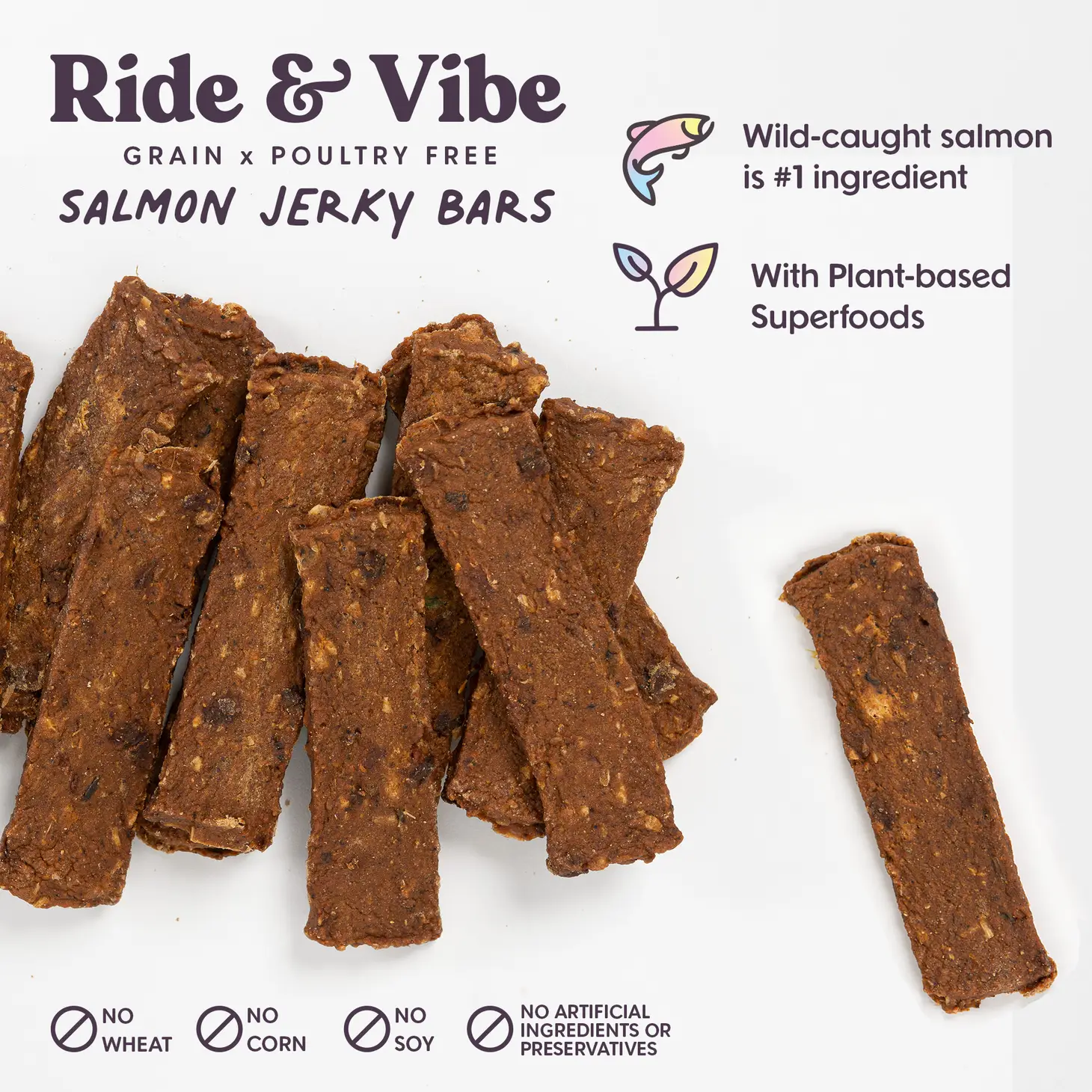 Ride & Vibe Salmon Superfood Jerky Dog Treats (Made in the USA) - Image 7