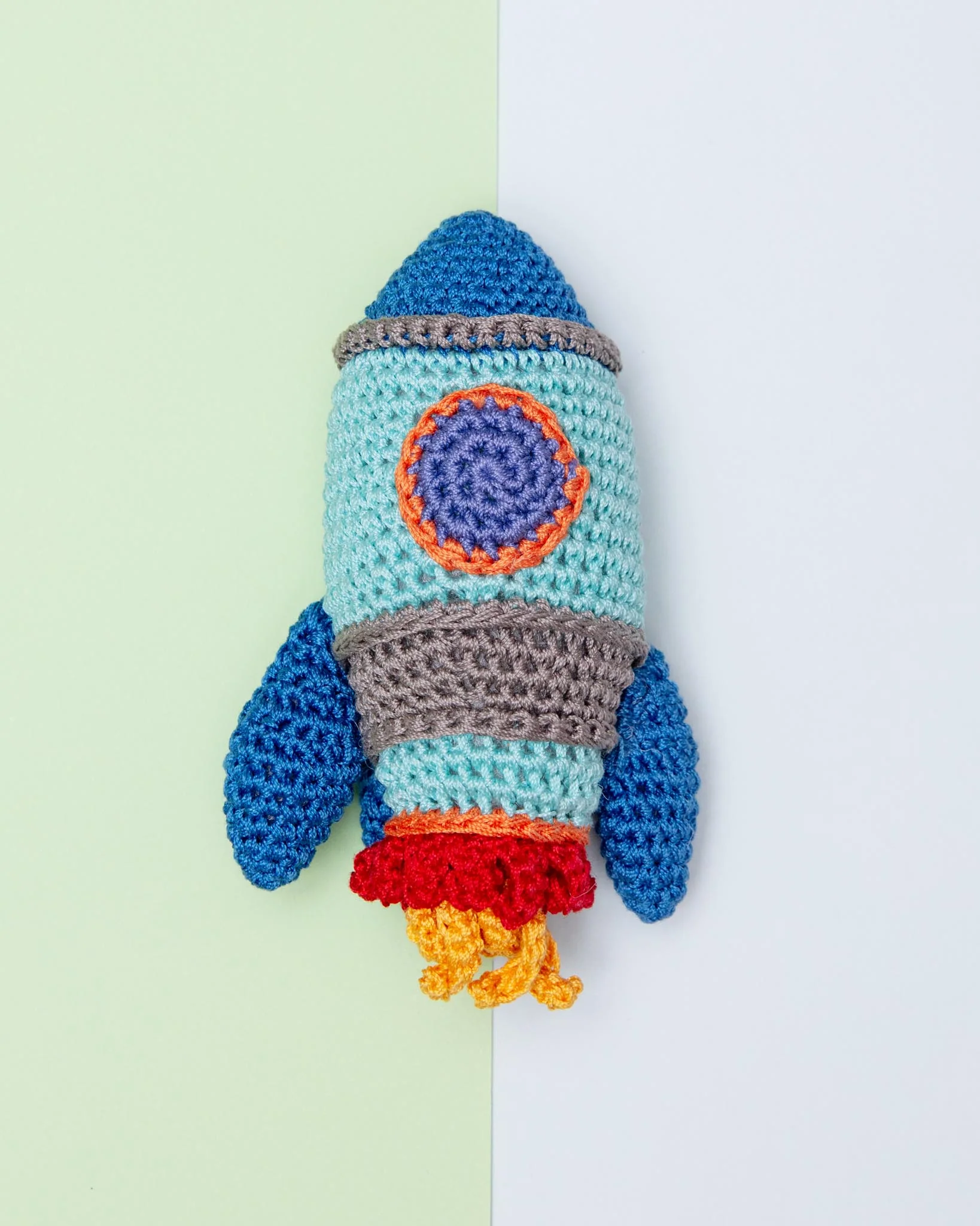 Rocket Ship Knit Organic Cotton Dog Toy