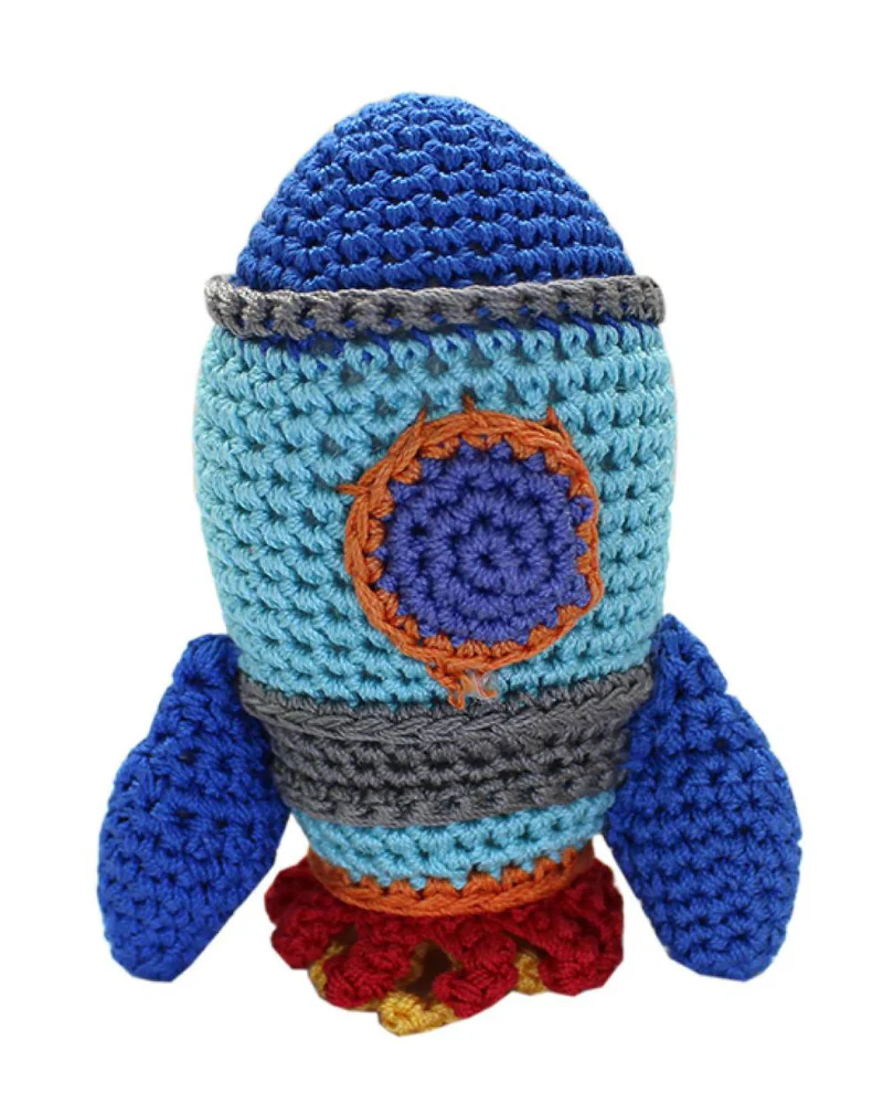 Rocket Ship Knit Organic Cotton Dog Toy - Image 4