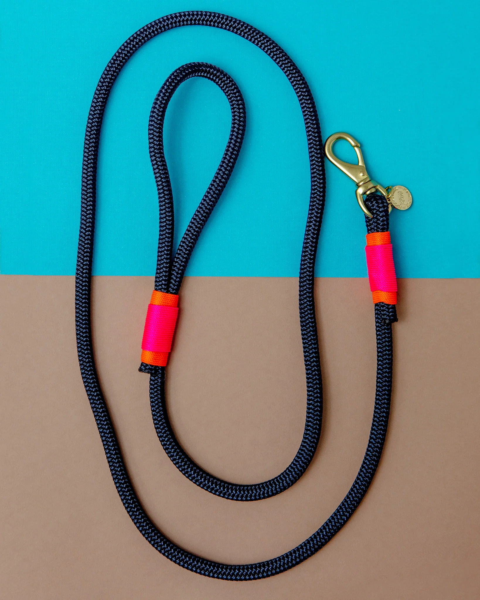 Navy Rope with Neon Pink and Orange Dog Leash (Made in the USA)