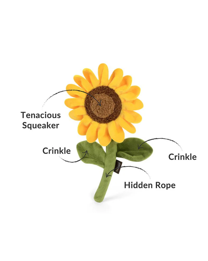Sassy Sunflower Crinkly Squeaker Dog Toy - Image 3