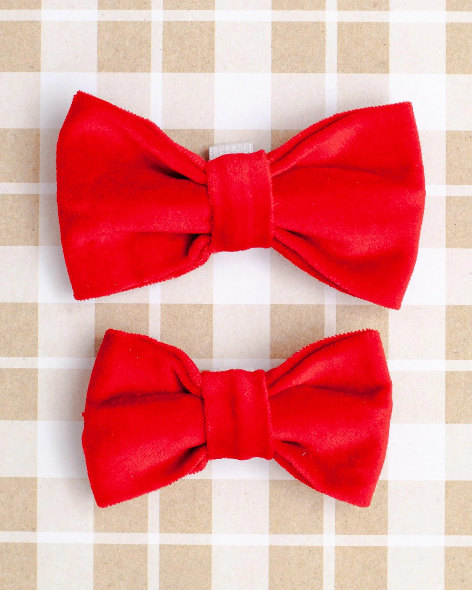 Scarlet Red Velveteen Dog Collar Bow Tie (Made in the USA)