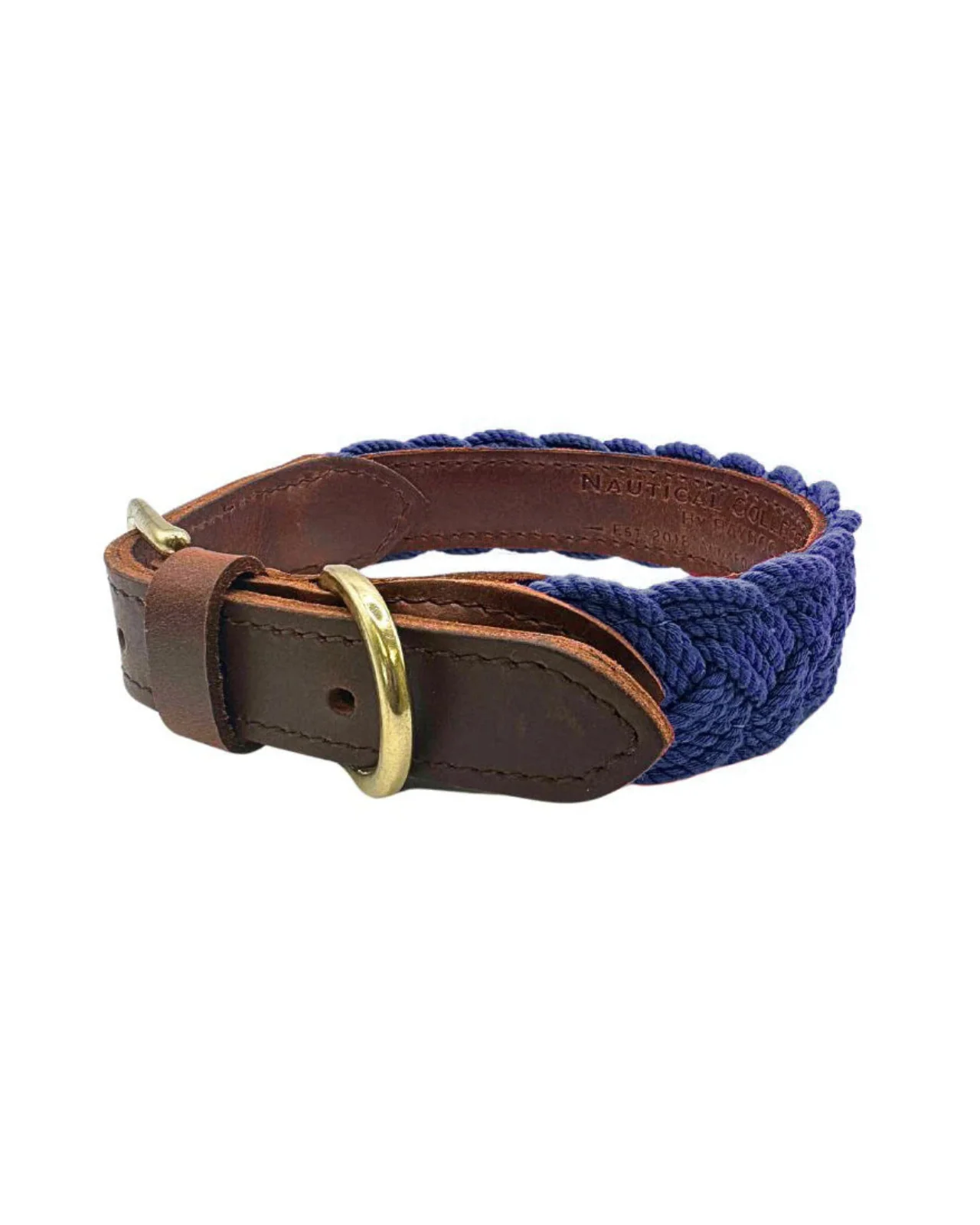 Seaside Cotton Woven Rope Dog Collar in Navy - Image 2