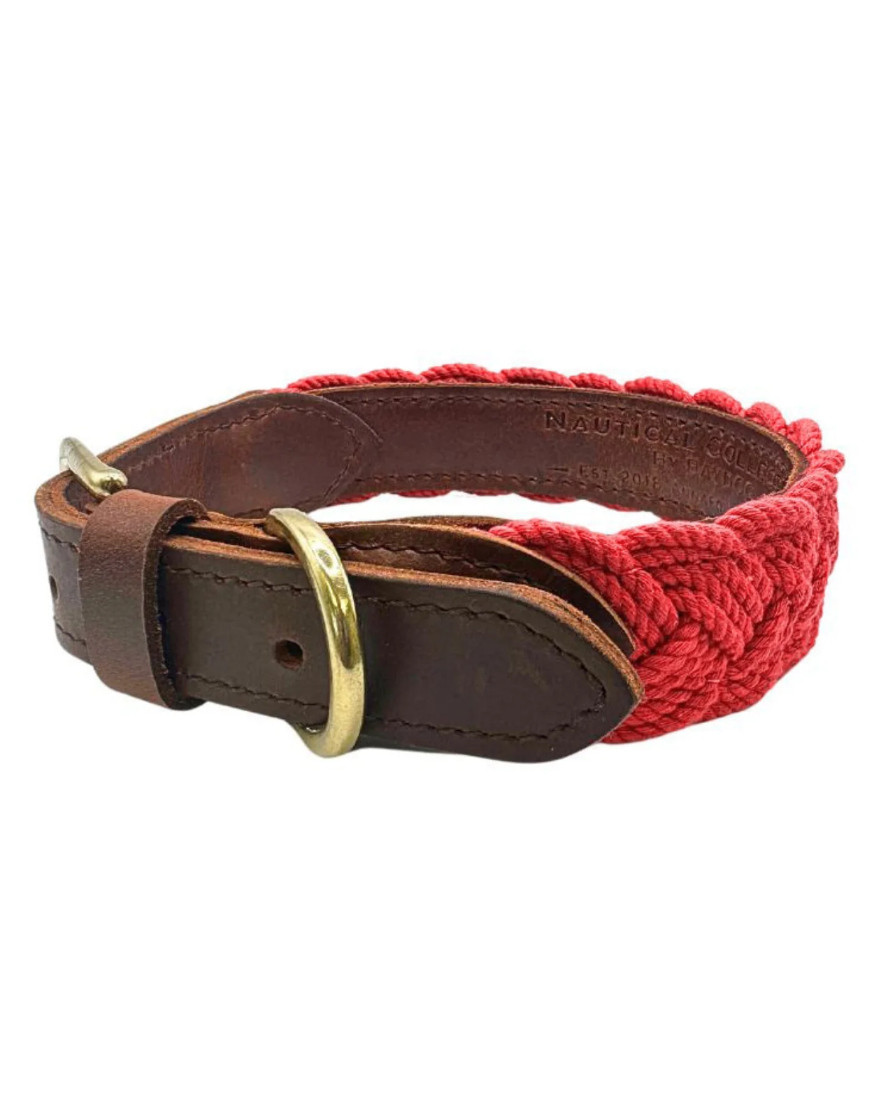 Seaside Cotton Woven Rope Dog Collar in Red - Image 2