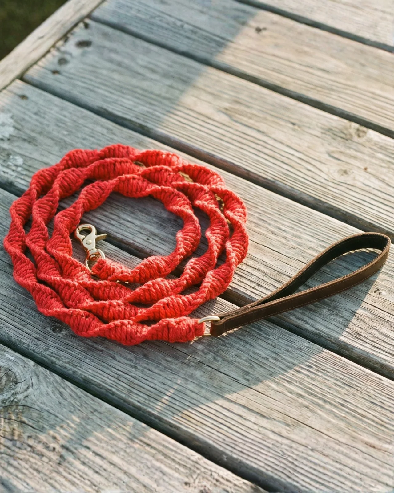 Seaside Cotton Woven Rope Dog Leash in Red - Image 2