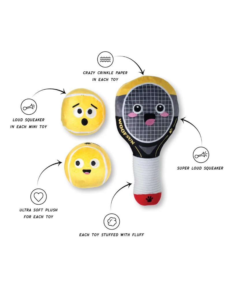 Serving Aces 3-Piece Plush Squeaky Dog Toy Set - Image 3