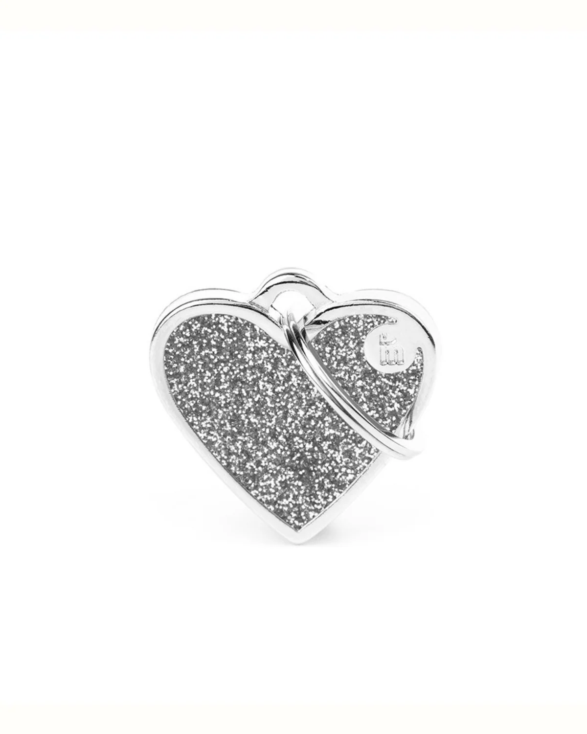 Silver Glitter Heart Custom Pet ID Tag - Image 2