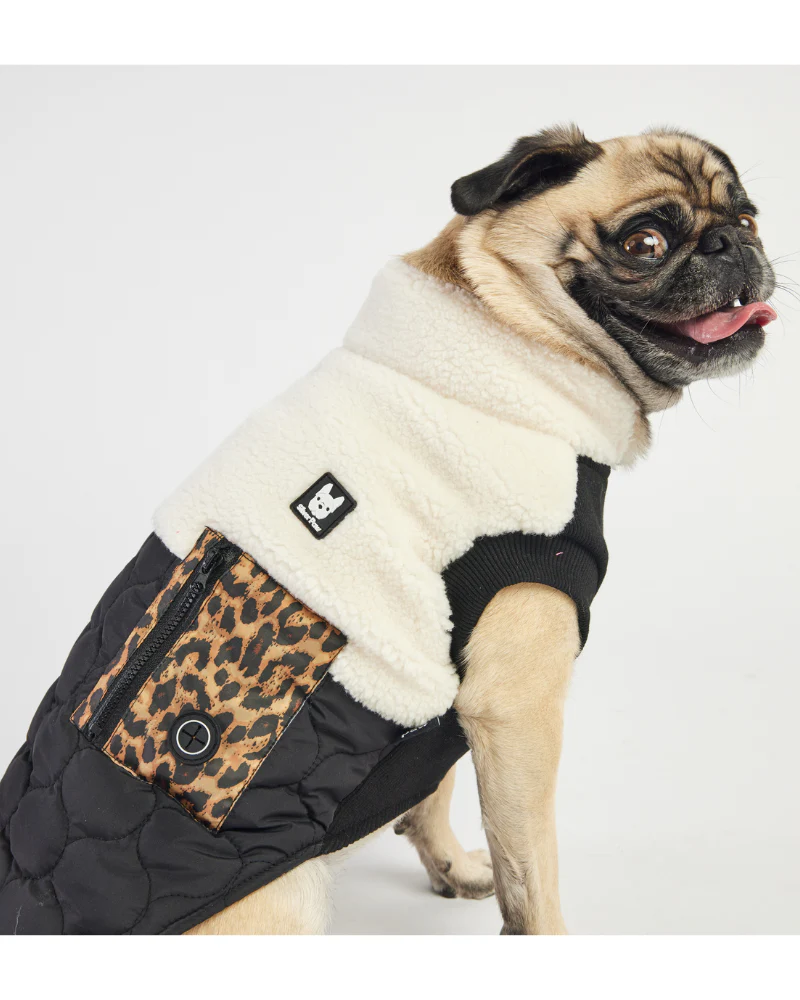 Loki Sherpa + Leopard Quilted Dog Jacket<br>((FINAL SALE))