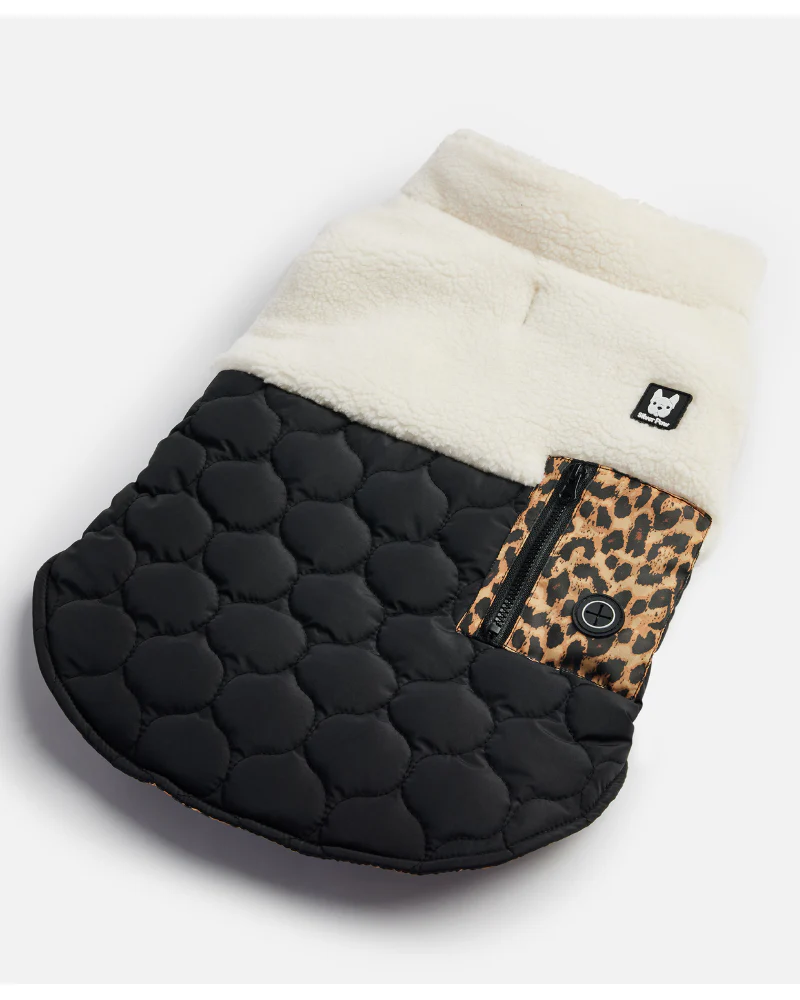 Loki Sherpa + Leopard Quilted Dog Jacket<br>((FINAL SALE)) - Image 2