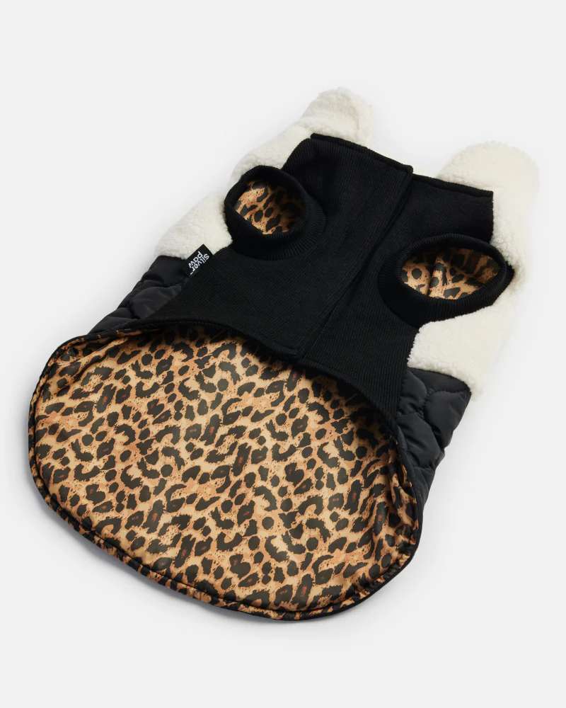 Loki Sherpa + Leopard Quilted Dog Jacket<br>((FINAL SALE)) - Image 3