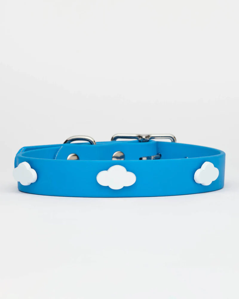 Sky Blue Clouds Dog Collar + Leash Set (Made in Canada) - Image 3