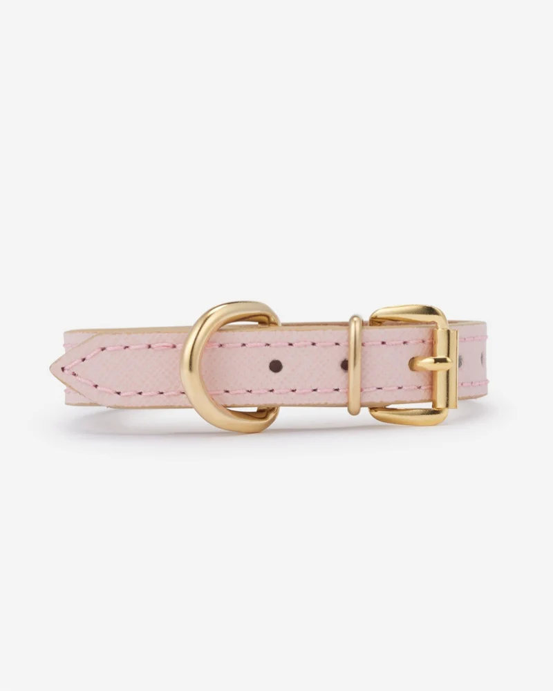 Small Dog Collar in Blush Pink Leather (Made in Italy) (FINAL SALE) - Image 2