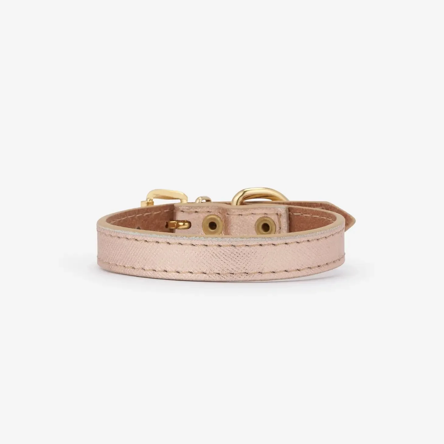 Small Dog Collar in Rose Gold Leather (Made in Italy) (CLEARANCE) - Image 3