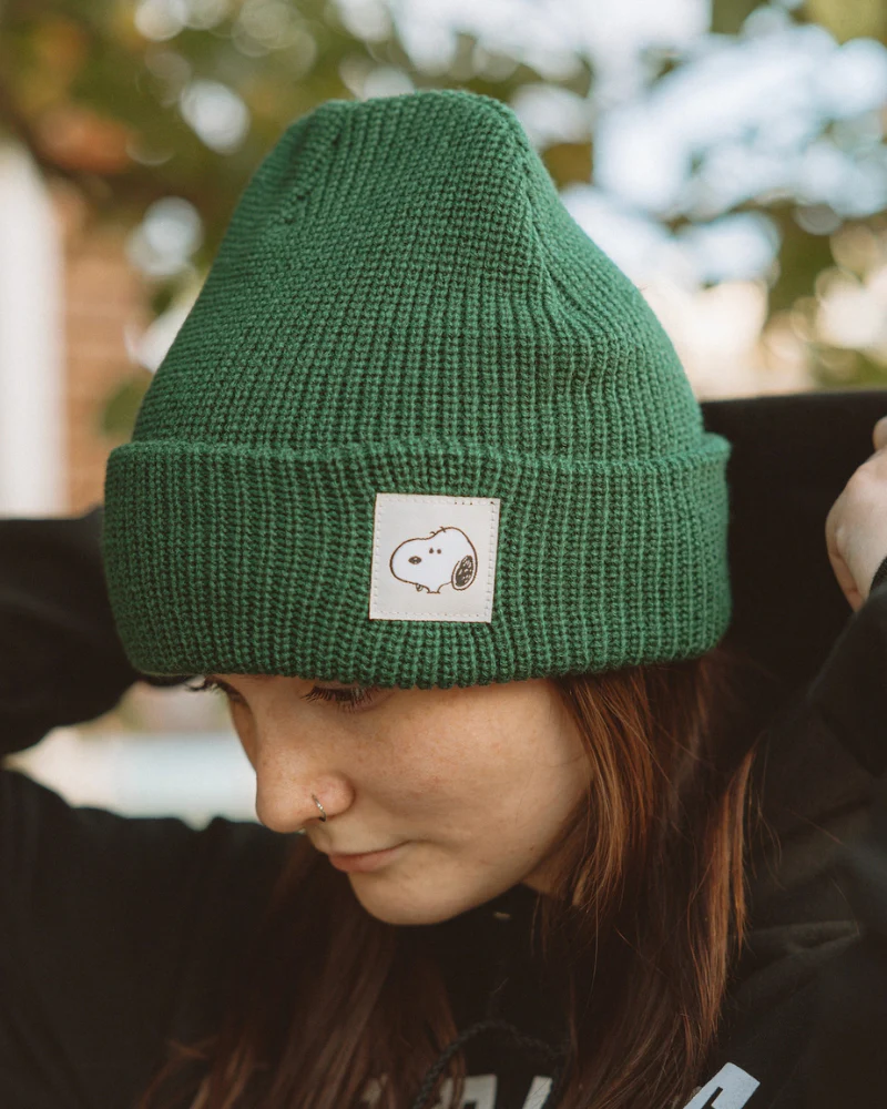 Snoopy Beanie in Forest Green - Image 2