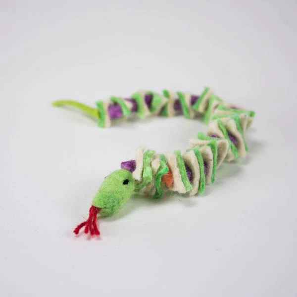 SNOW LEOPARD TRUST | Felted Snake Cat Toy - Image 2