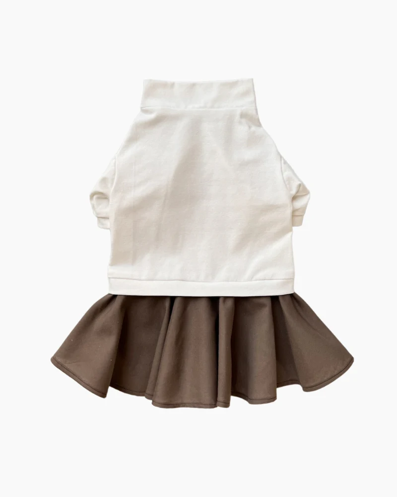 Soft Dog Dress in White & Brown (FINAL SALE) - Image 3